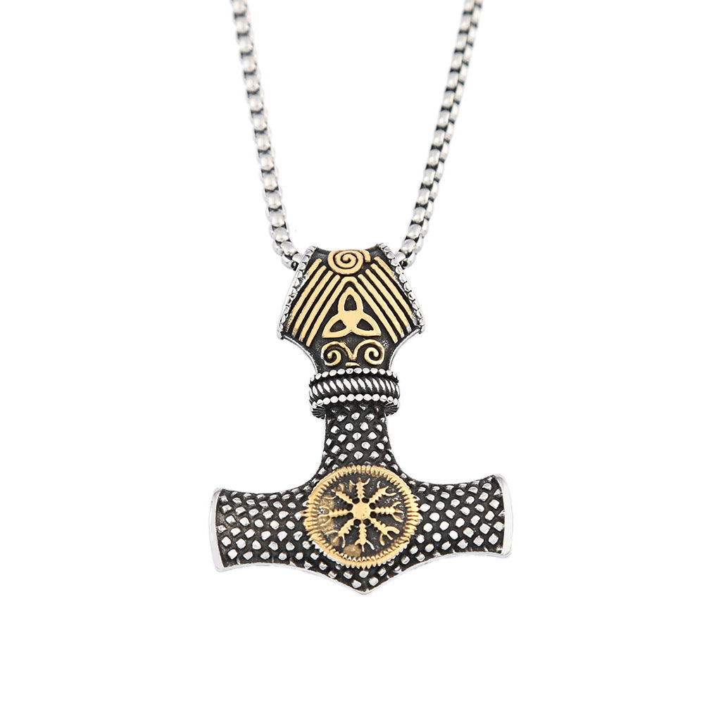 European and American Viking Rune Necklace Men's Double Sided Pendant