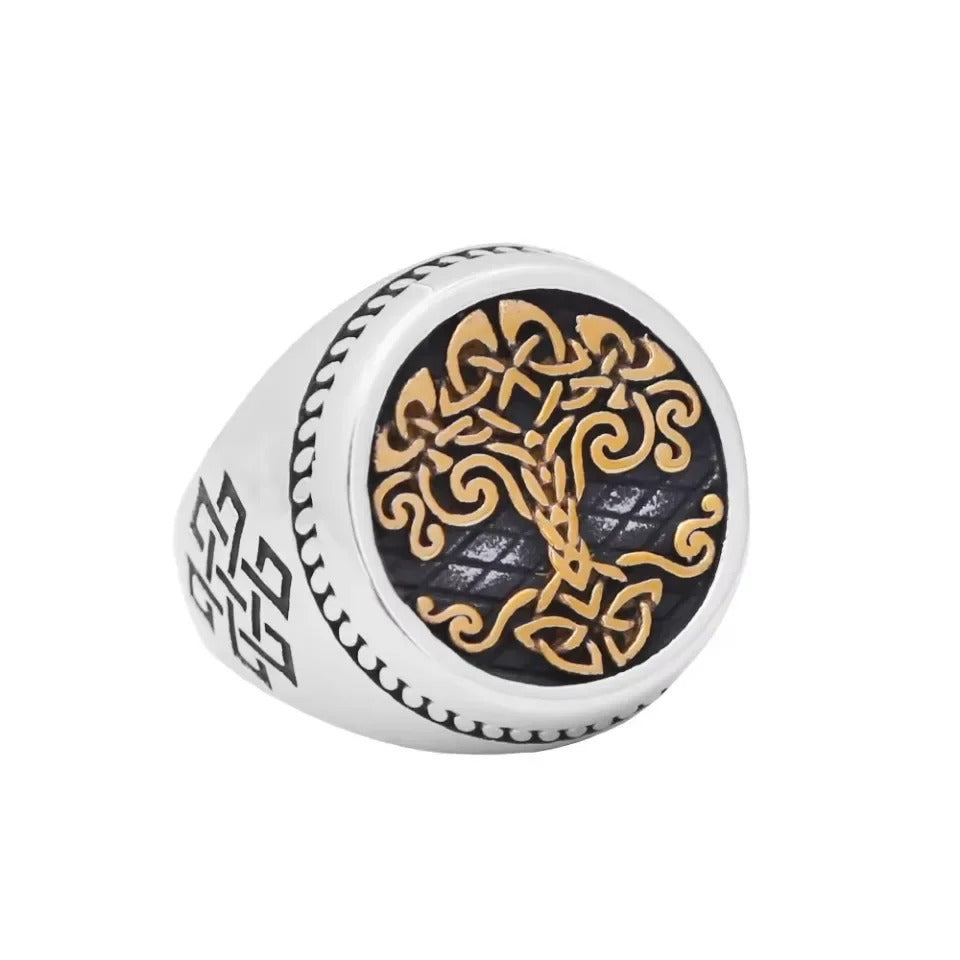 Vintage Tree of Life Stainless Steel Men's Ring