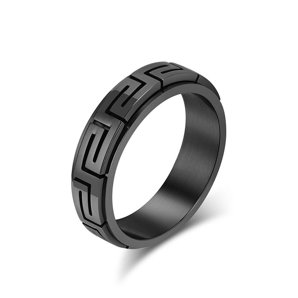 Planderful Great Wall Pattern Rotating Ring for Anxiety Relief Stainless Steel Unisex Index Finger Ring