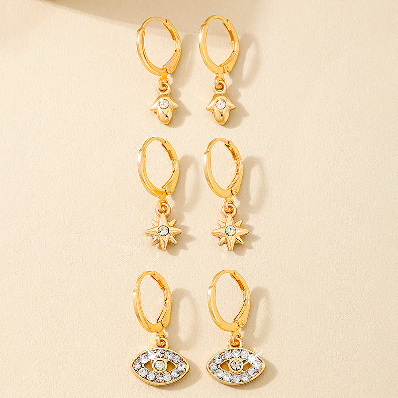 Planderful Vienna Verve Earrings Set – Chic Metal Devil's Eye Design