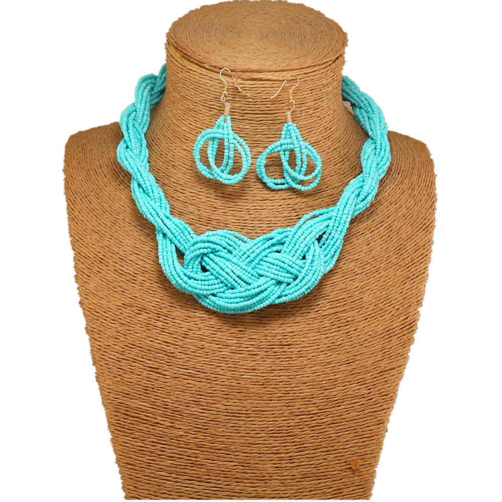 Chinese Knot & Rice Bead Necklace Set - Planderful Collection - Savanna Rhythms