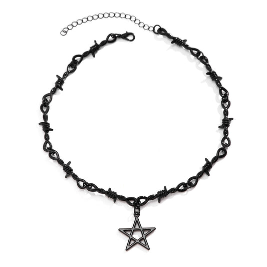 European and American Cross-border Five-pointed Star Spice Girl Collarbone Necklace | Subculture Thorn Personality Sweet and Cool Joker Necklace