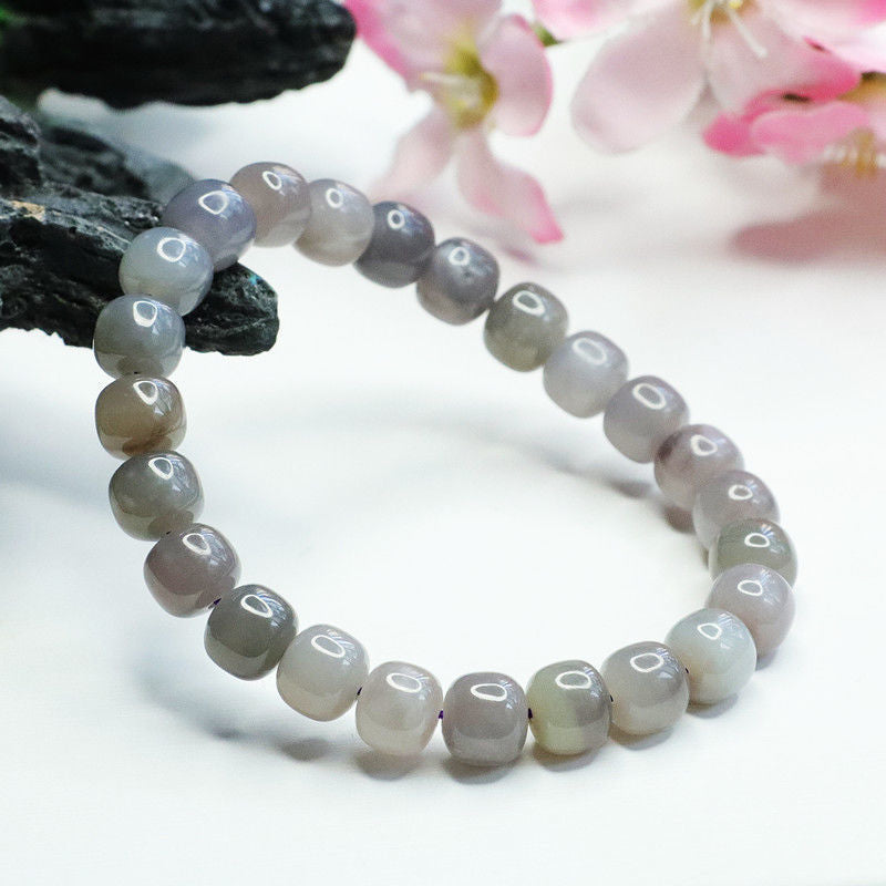 Smoke-Purple Hetian Jade Vintage Bead Bracelet