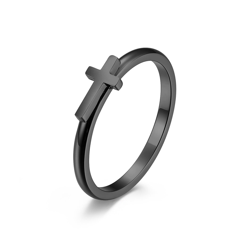 Stainless Steel Hollow Cross Rings for Couples' Proposals