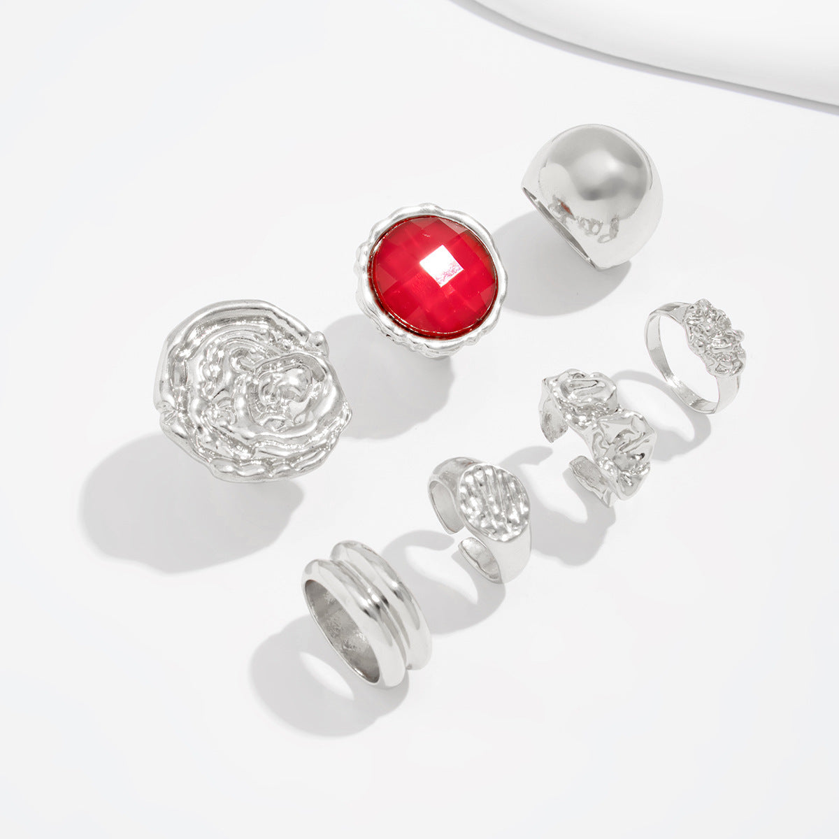 Planderful Vienna Verve Gemstone Ring Set Stackable Lava Rings For Bold Fashion Lovers Statement Jewelry