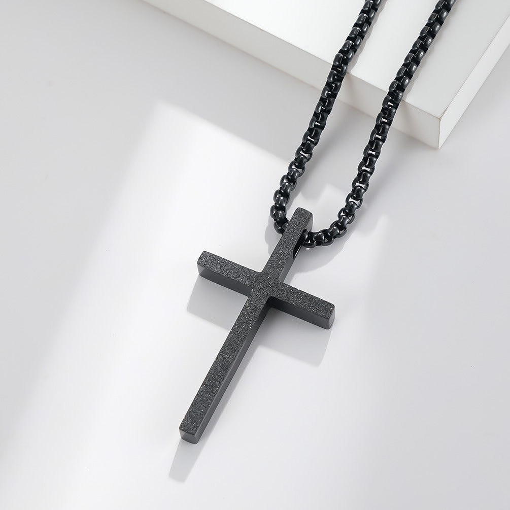 Planderful Cross Necklace Pendant Matte Titanium Steel For Everyday Wear Gift For Him