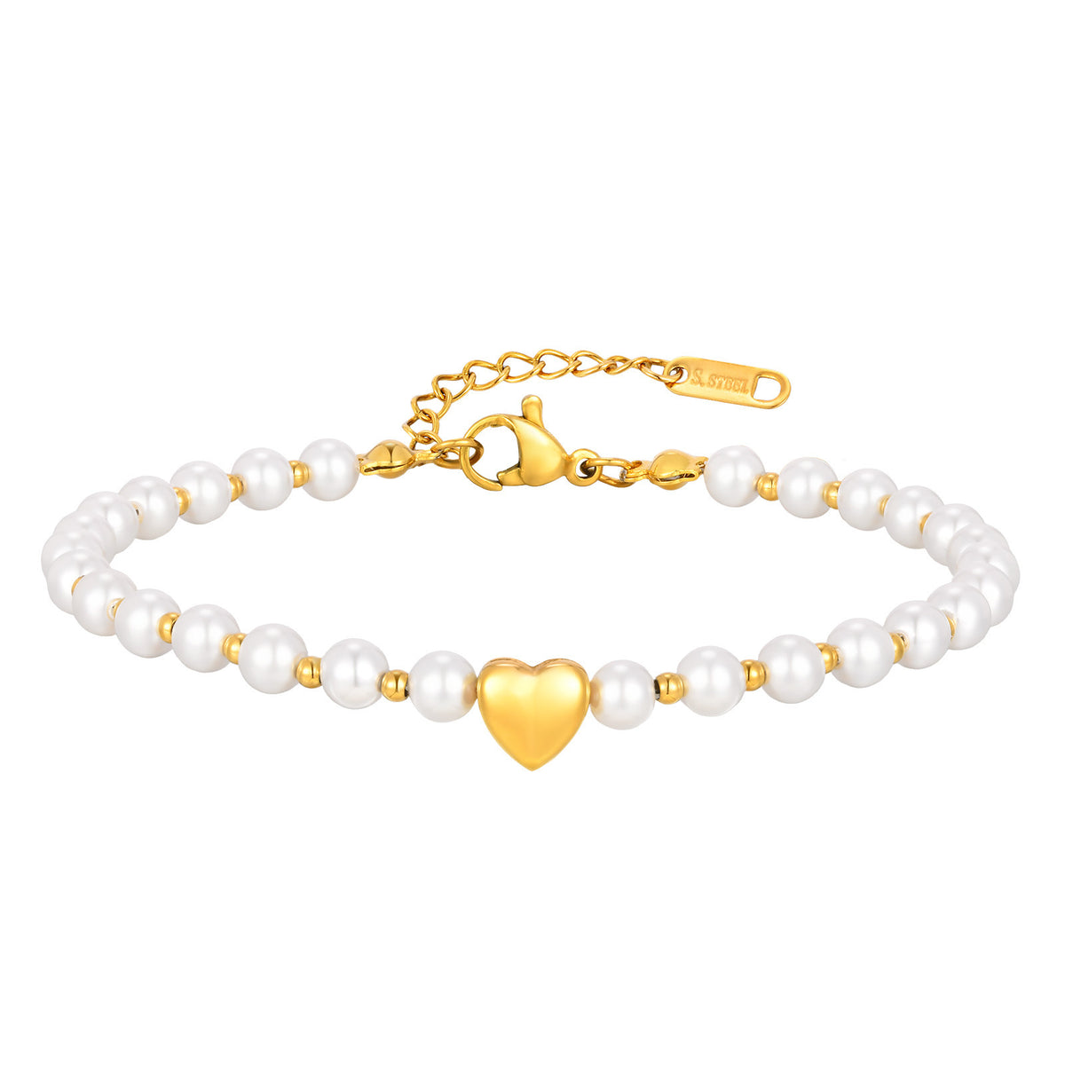 Heart Pearl Stainless Steel Bracelet Unisex