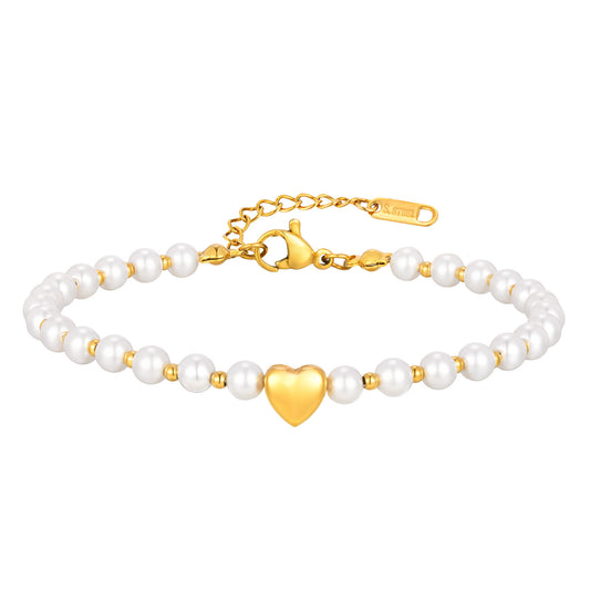 Heart Pearl Stainless Steel Bracelet Unisex