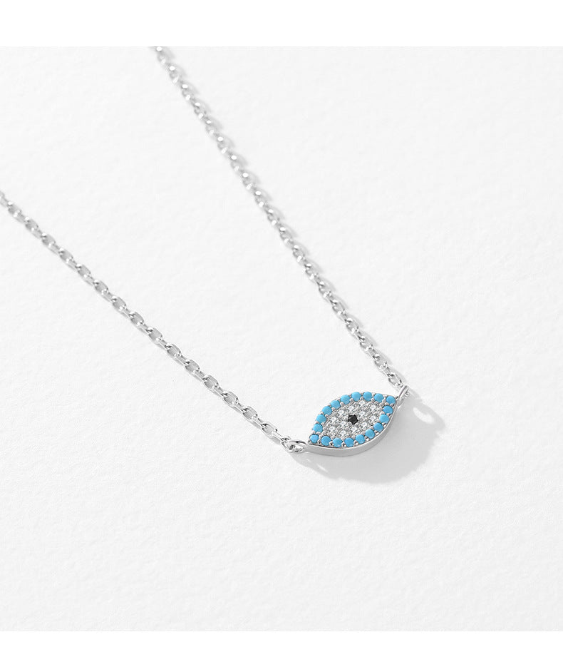 Everyday Genie S925 Sterling Silver Necklace with Turquoise and Zircon Gemstones