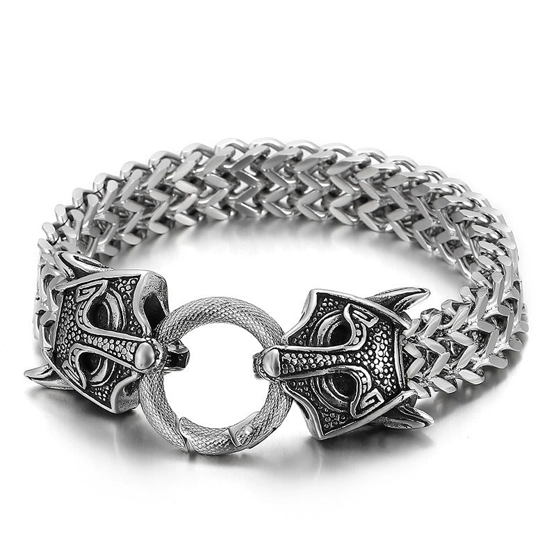 Retro Animal Head Woven Stainless Steel Men's Bracelet from Planderful Collection