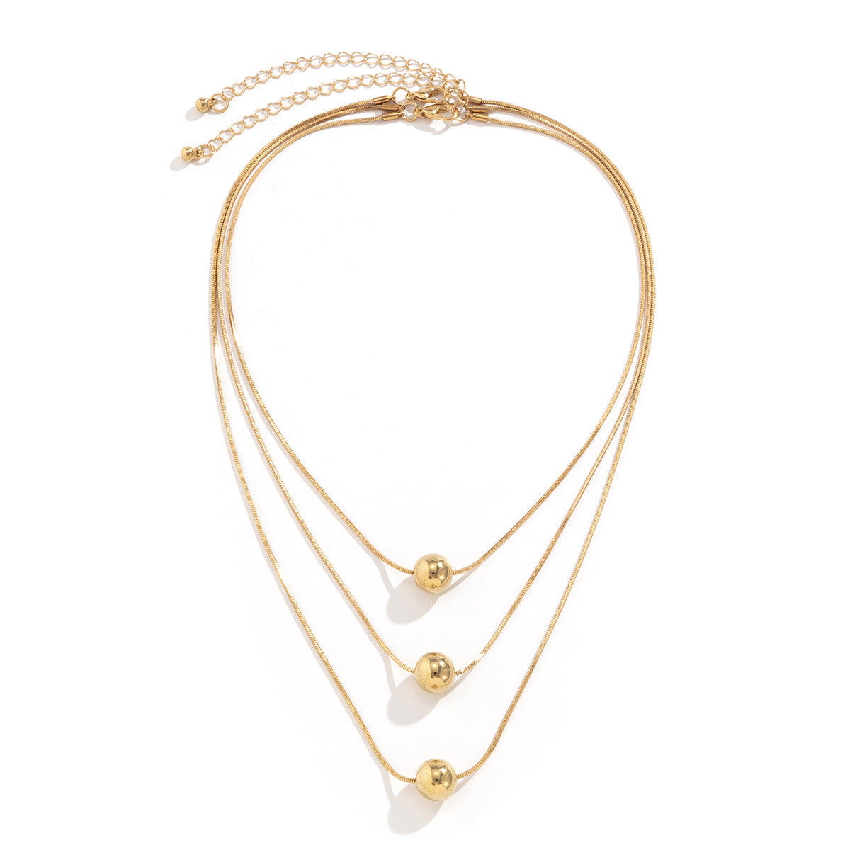 Planderful Vienna Verve Snake Bone Chain Necklace Multi Layer Bold Bead Pendant For Women Statement Jewelry