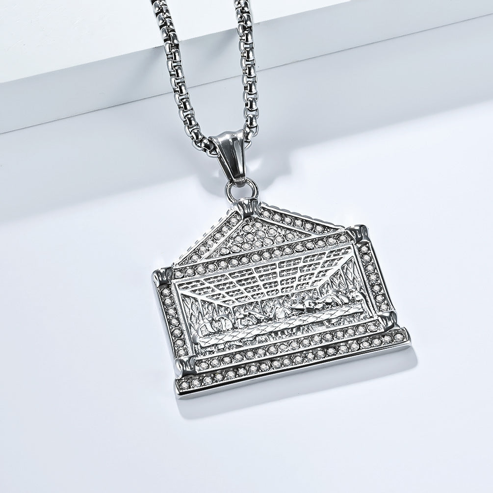 Planderful Hip Hop Necklace For Men Stainless Steel Zircon Pendant Everyday Genie Collection