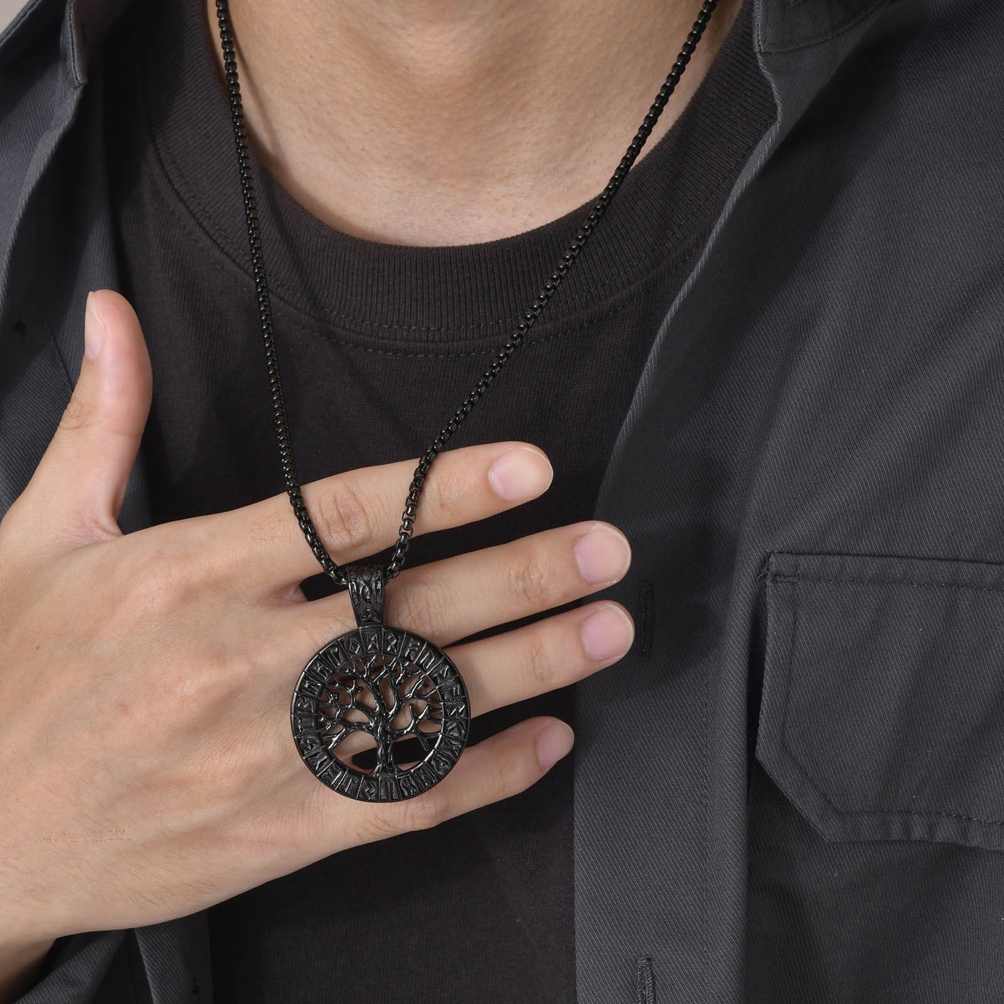 Cross-Border Retro Jewelry Stainless Steel Viking Luenwen Tree of Life Pendant for Men