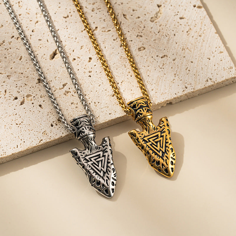 Planderful Titanium Steel Viking Triangle Rune Necklace For Hip Hop Punk Style Men Durable Bold Everyday Genie Collection