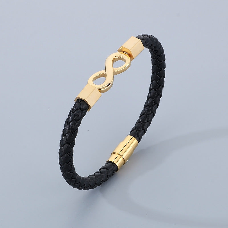 Planderful Infinity Symbol Leather Bracelet For Men