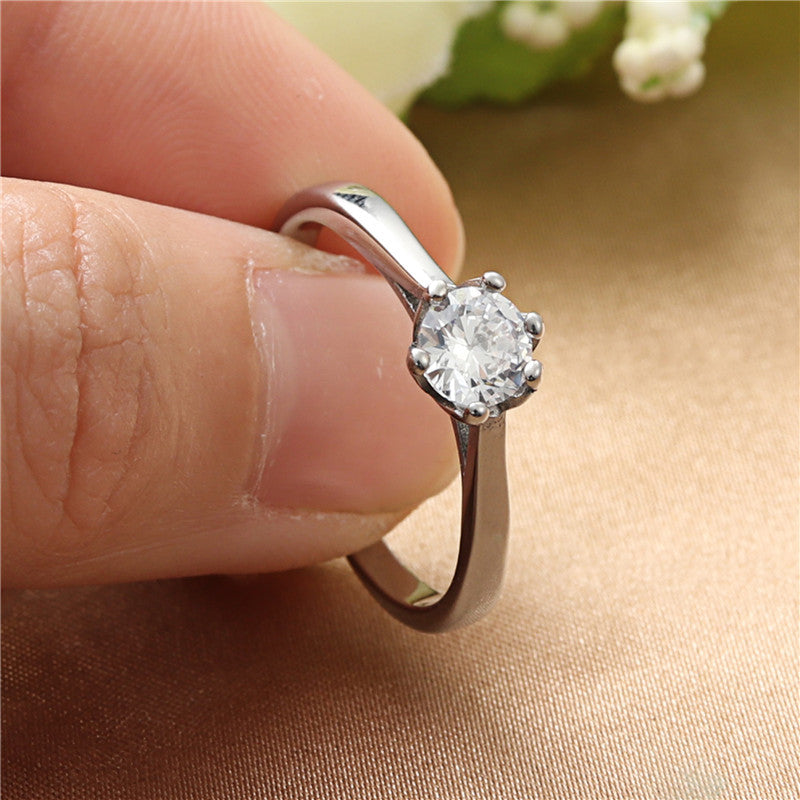 Trendy Titanium Steel Ring with White Stone - Fashionable Women's Birthday and Wedding Accessory