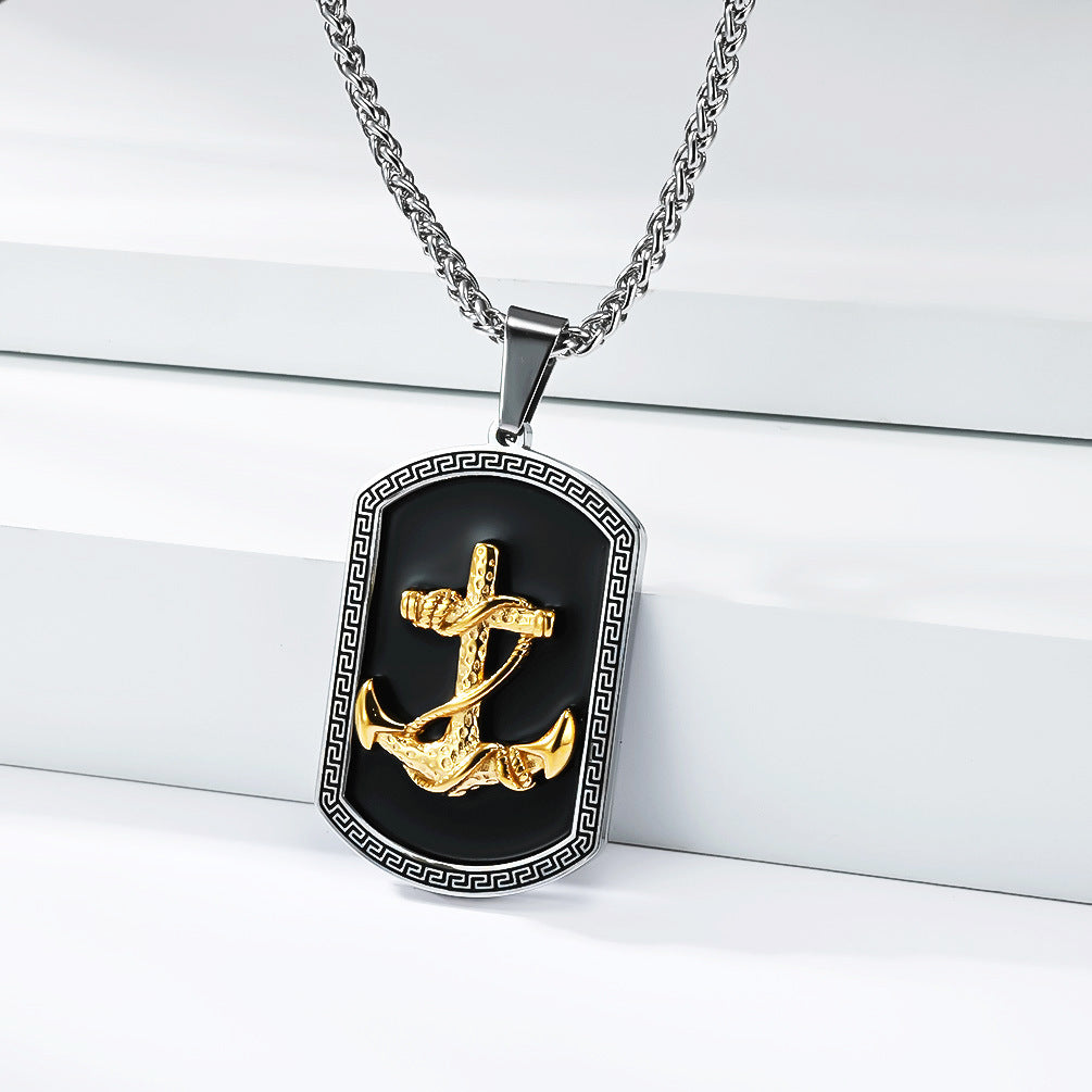 Planderful Anchor Pendant Necklace Titanium Steel Unisex Does Not Fade Everyday Genie