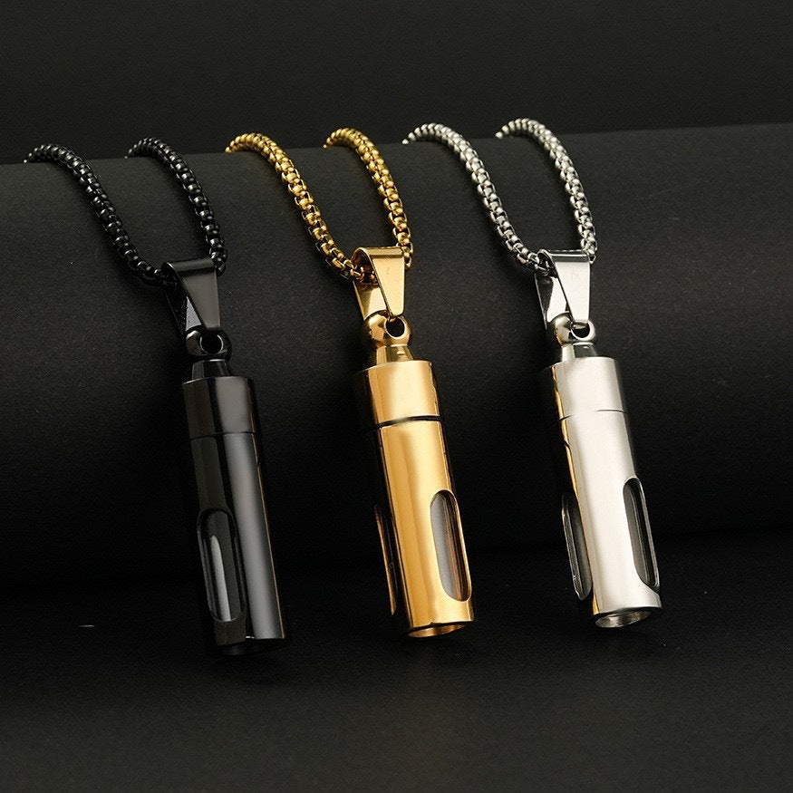 Open Perfume Stainless Steel Pendant Necklace