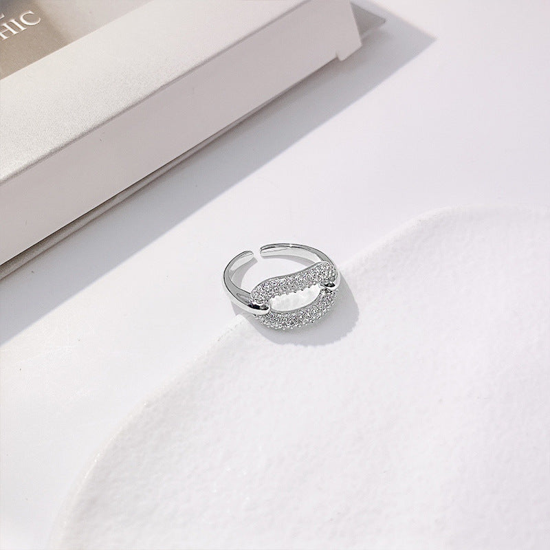 S925 Sterling Silver Zircon Halo Ring — Adjustable