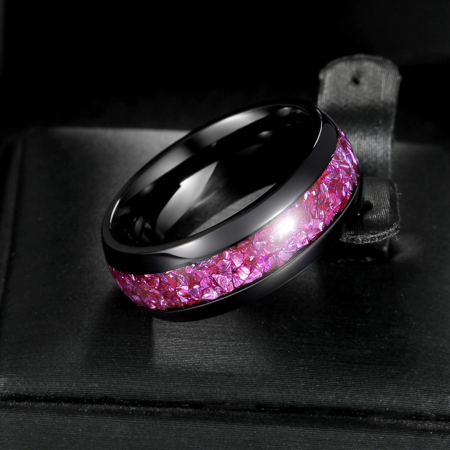 Planderful Amethyst Mens Ring Titanium Steel Wedding Band