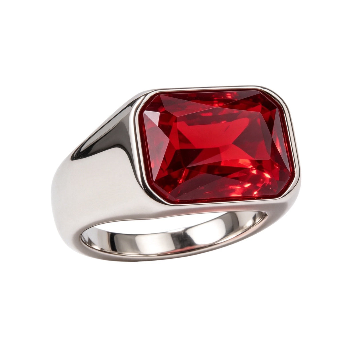 Square Zircon Titanium Steel Ring