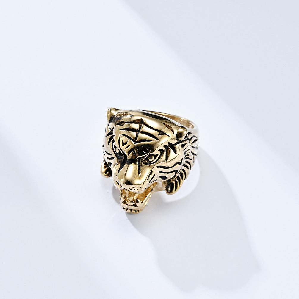 Tiger Head Stainless Steel Ring For Men Planderful Retro Wrench Style Bold Durable Gift