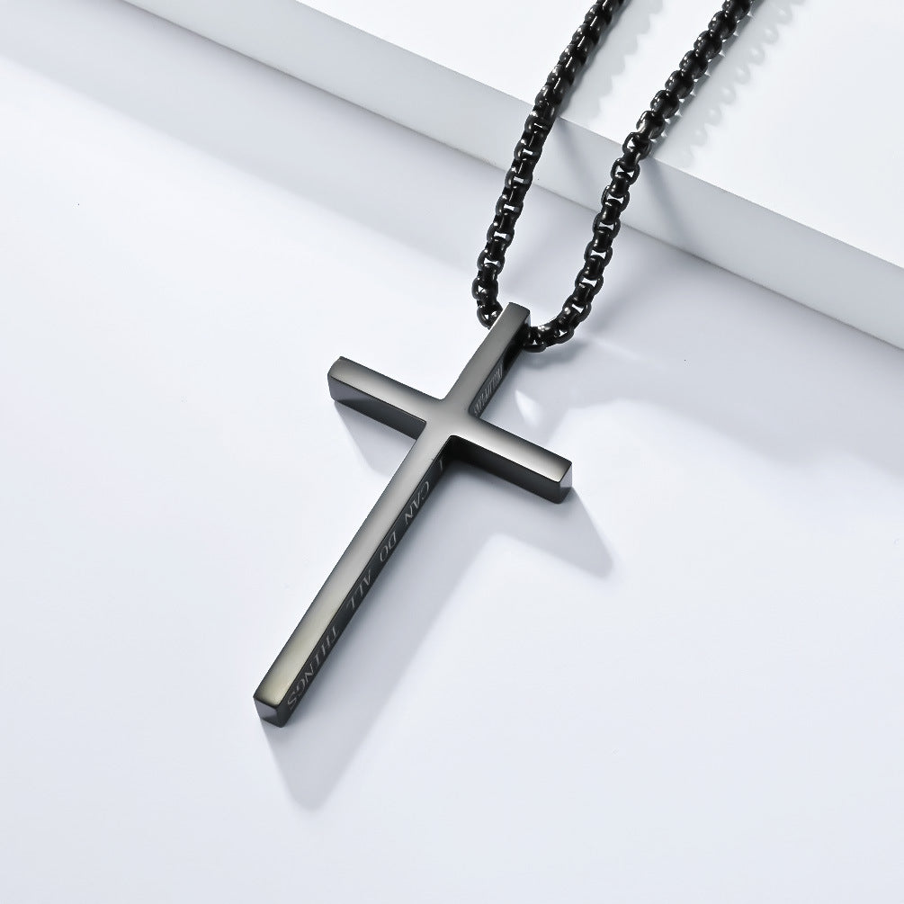 Steel Necklace - Minimalist Unisex Cross Pendant