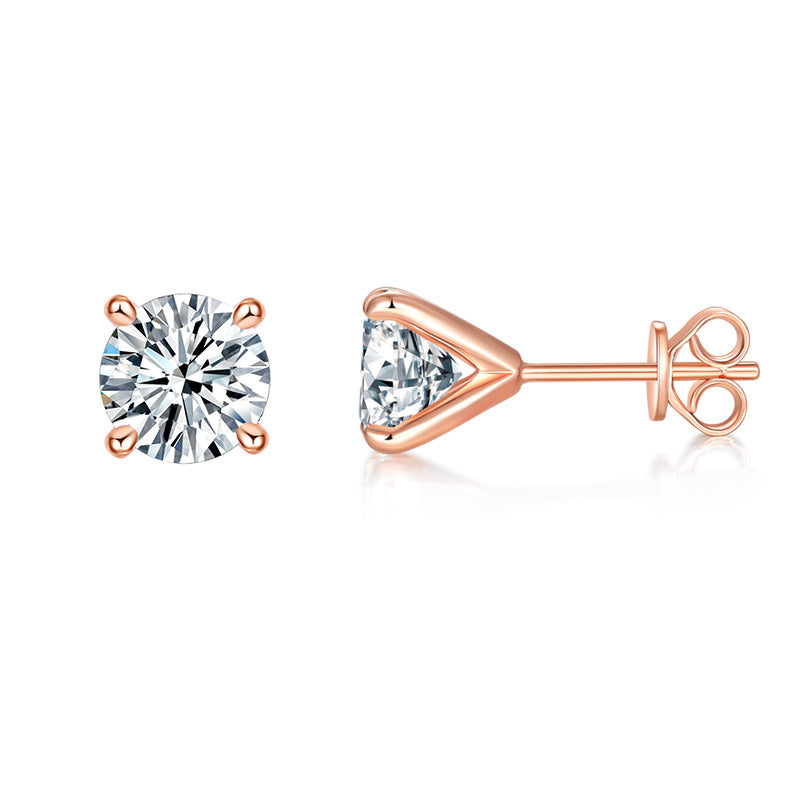 Amazon Hot-Selling Classic Four-Claw Moissanite Stud Earrings