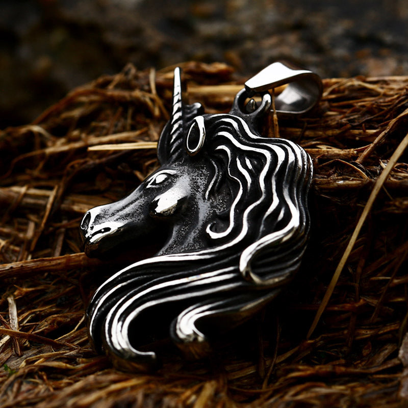 Retro Stainless Steel Zodiac Pony Pendant for Men - Vintage Titanium Steel Jewelry