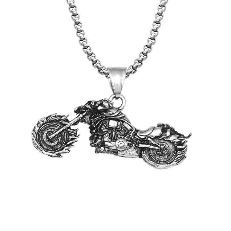 Skull Pendant Necklace Titanium Steel For Men Edgy Biker Style Statement Gift Planderful