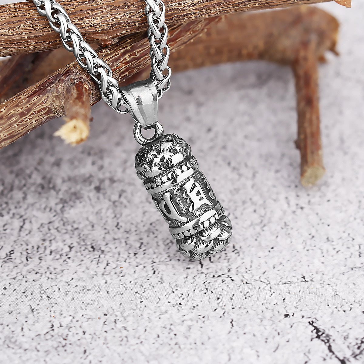 Planderful Titanium Steel Necklace Mens Pendant Lotus Retro National Style Personalized Trendy