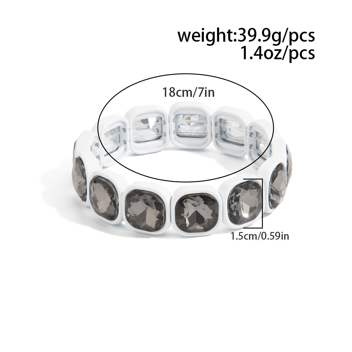 Geometric Square Zircon Elastic Bracelet Sweet Cool Inlaid Zircon