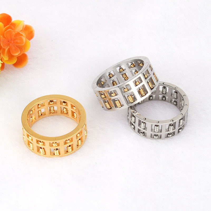 Planderful Collection Everyday Genie Stainless Steel Abacus Ring Beaded Edgy Hip Hop Punk Couples