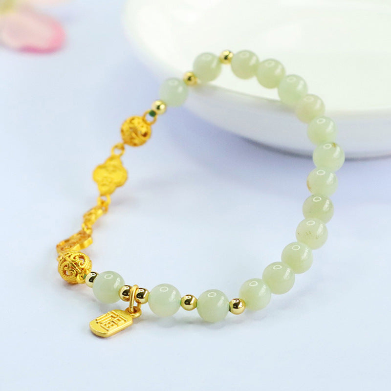Hetian Jade Peace & Joy Beaded Bracelet