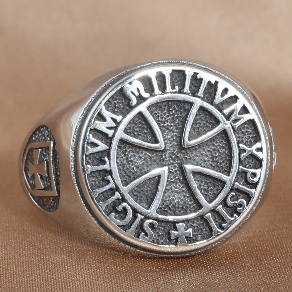 Titanium Steel Cross Ring for Men - Personalized Retro Trendy Accessory in Stainless Steel