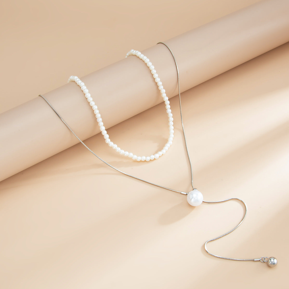 Adjustable Pearl Double-Layer Snake Chain Necklace