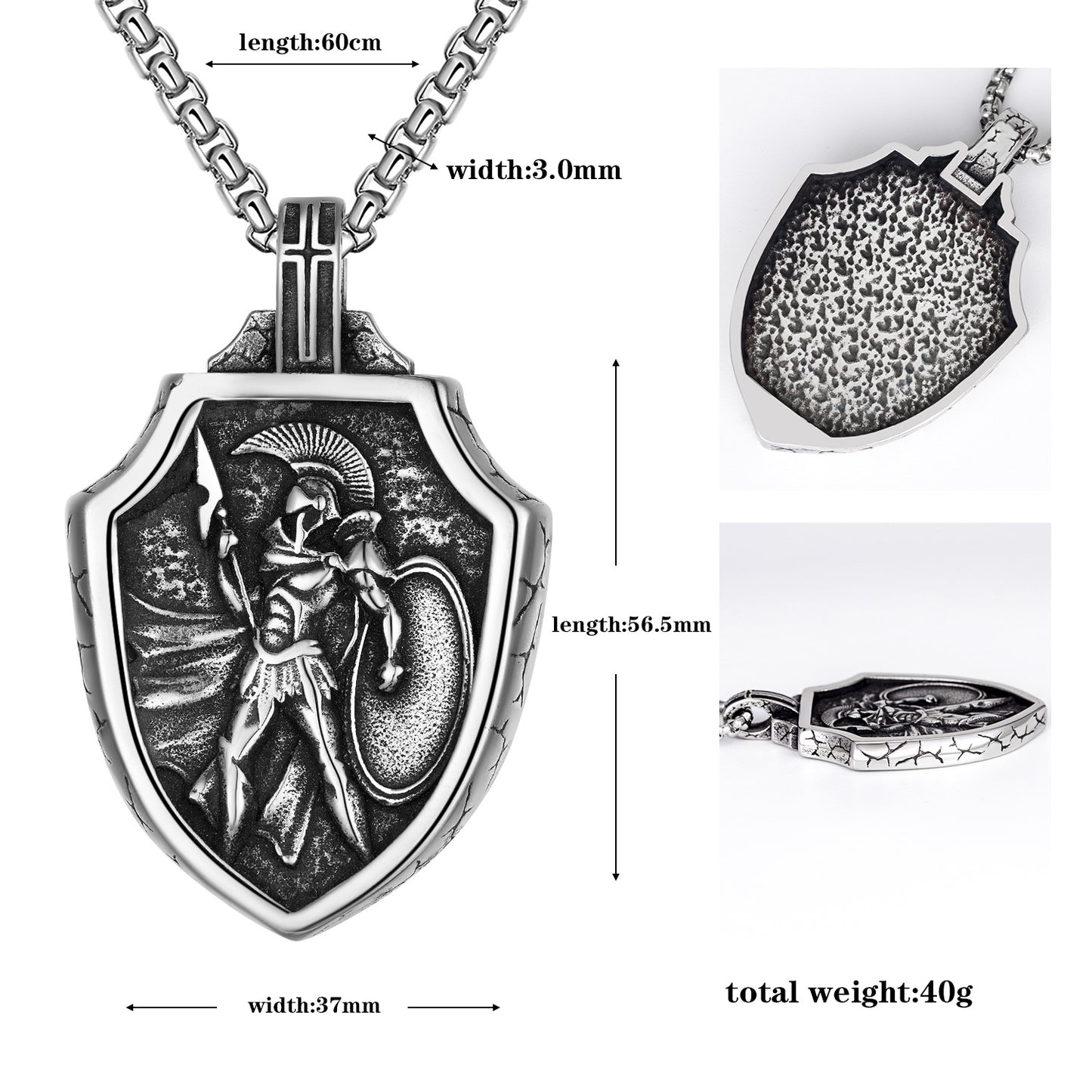 Steel Necklace - Vintage Angel Cross Shield