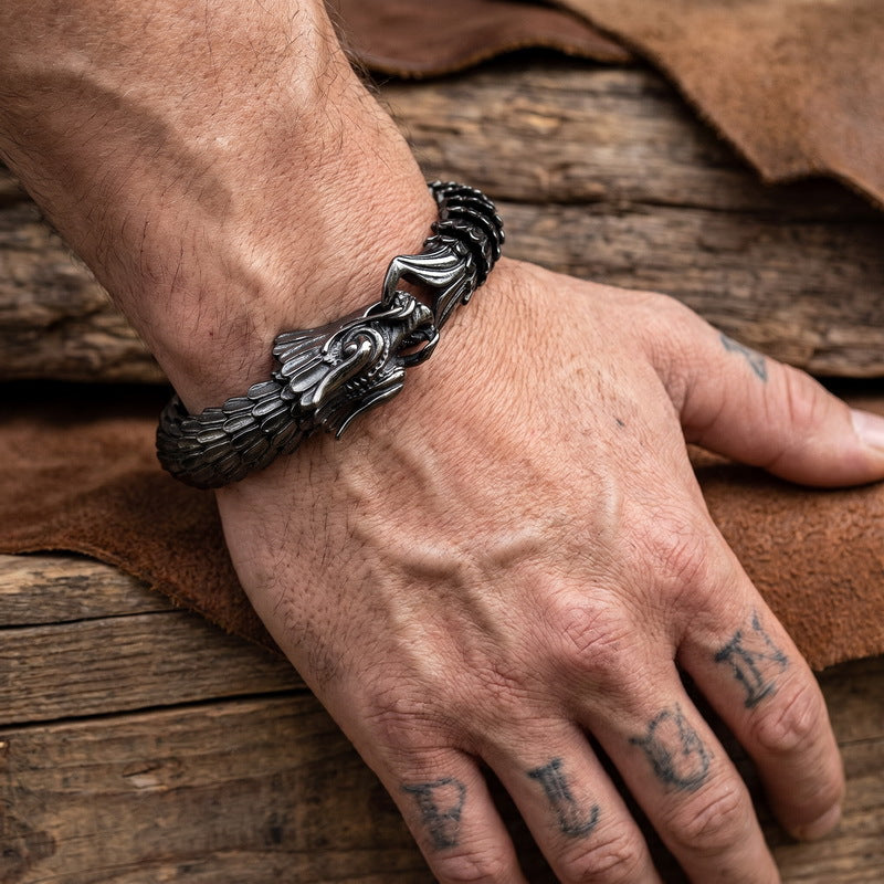 Zodiac Dragon Bracelet – Dragon Scale Pattern Men's Bracelet Stainless Steel Keel