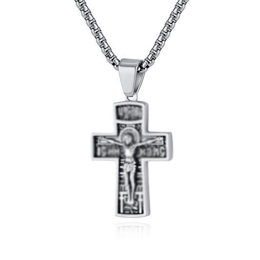 Planderful Punk Cross Necklace Stainless Steel Pendant For Edgy Vintage Style Lovers
