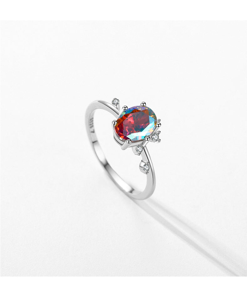 925 Sterling Silver Multicolor Zircon Ring