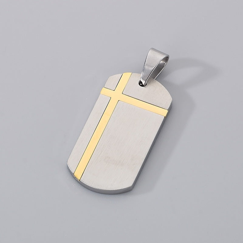 Stainless Steel Cross Square Brand Men's Titanium Steel Necklace Crack Military Brand