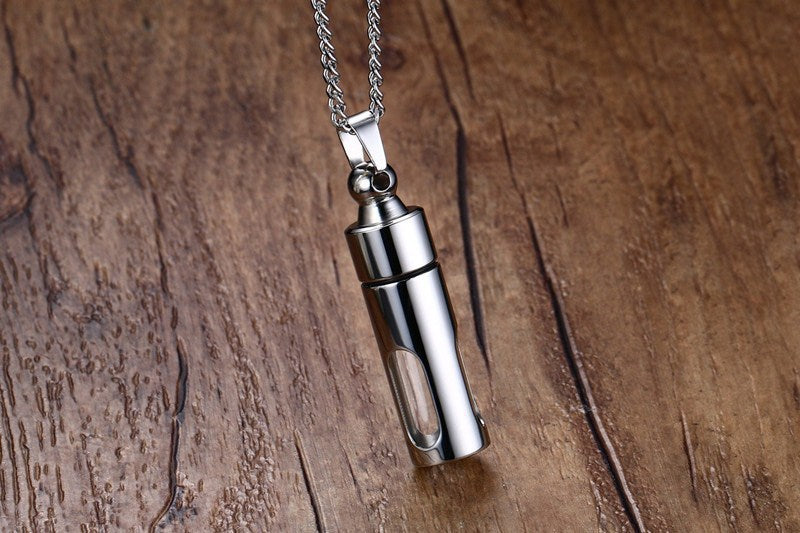 Perfume Bottle Pendant Stainless Steel Openable Steel Glass