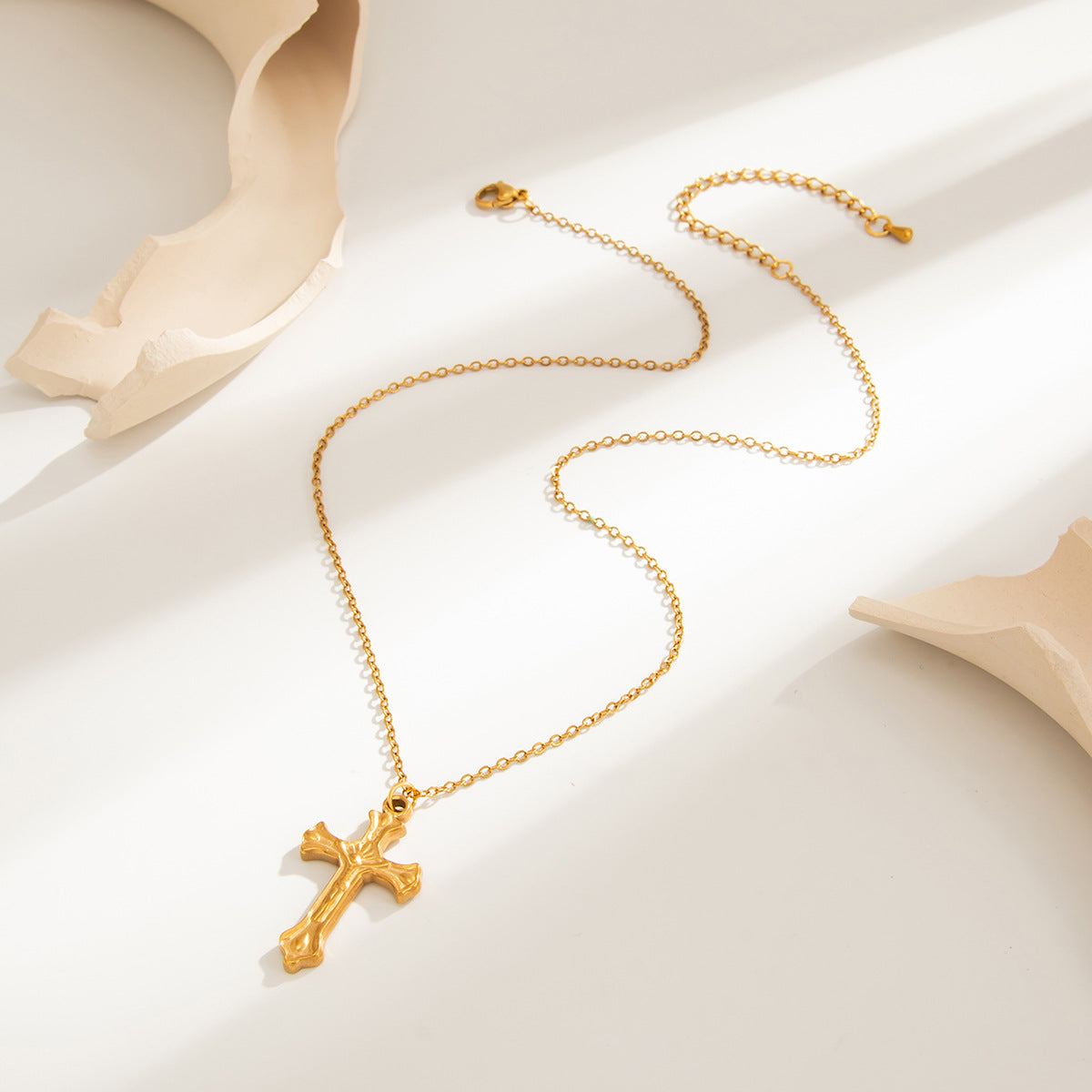 Vintage Cross & Crystal-Style Layered Necklace