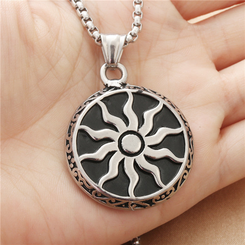 Titanium Steel Sun Flame Pendant Personalized Punk Necklace