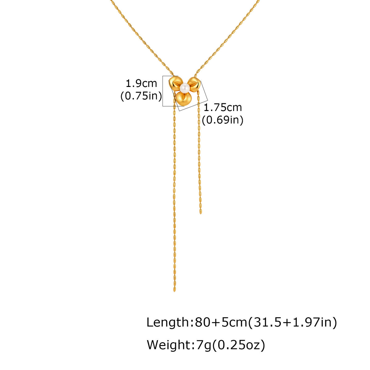 Minimalist Stainless Steel Flower Imitation Pearl Olive Bead Y-Shaped Exquisite Necklace