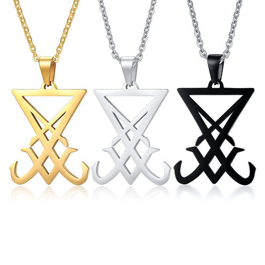 Titanium Steel Lucifer Seal Pendant for Men, Black Jewelry