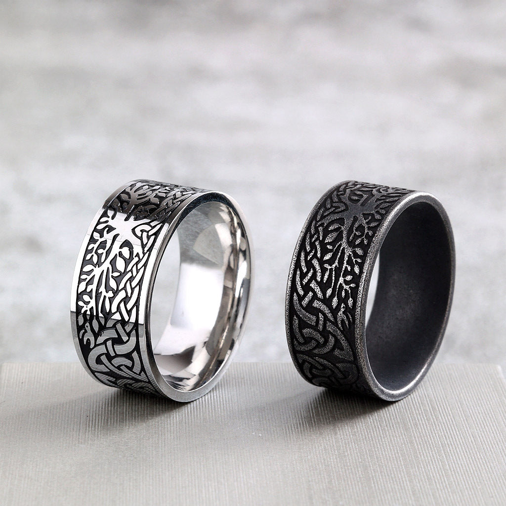 Vintage Tree of Life Stainless Steel Men's Ring