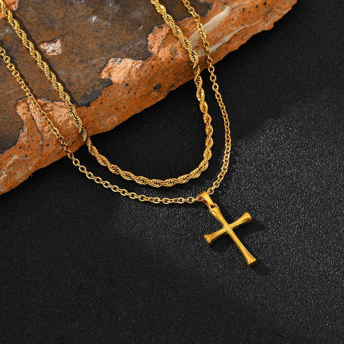 Cross Braided Stainless Steel Necklace