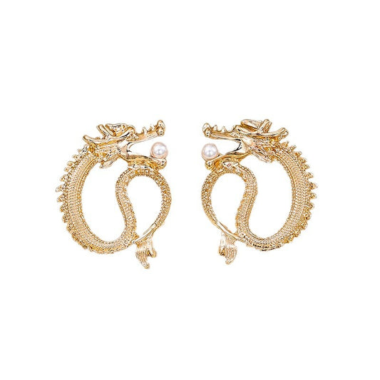 Exaggerated Zodiac Loong Totem Earrings - Vienna Verve Collection