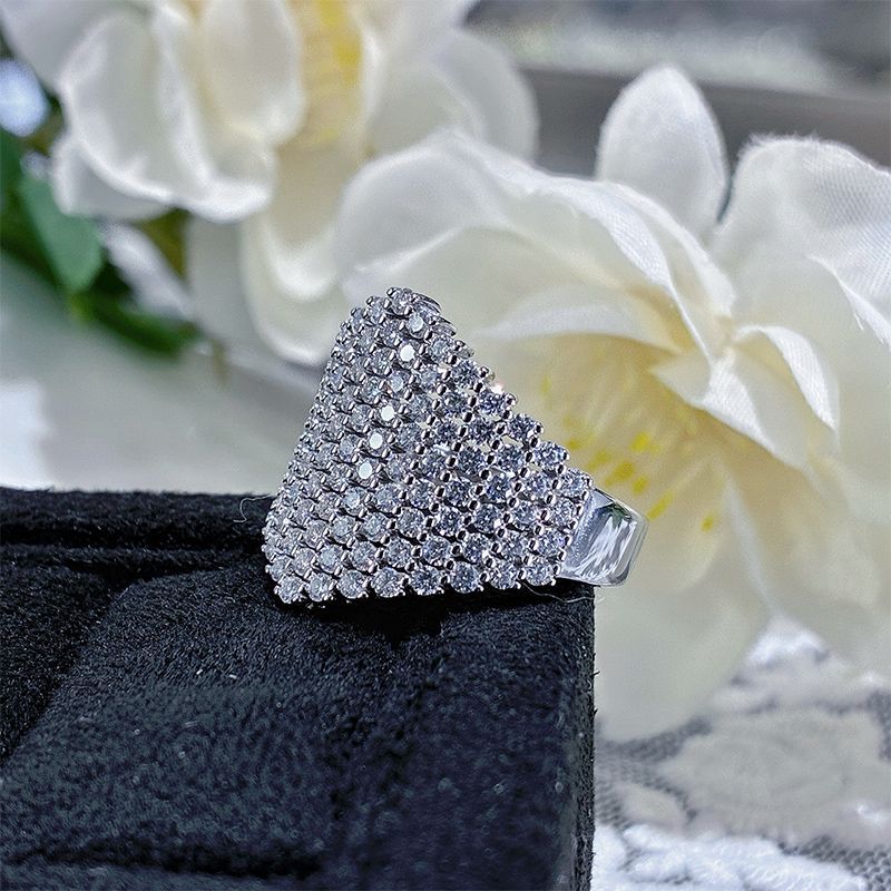 Planderful Shop Moissanite Sparkling Hexagonal Ring In S925 Sterling Silver For Women 1.65ct